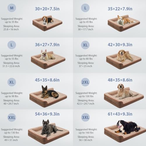 Orthopedic Washable Dog Bed (Beige Coffee / 61.0"l x 43.0"w x 7.5"th)