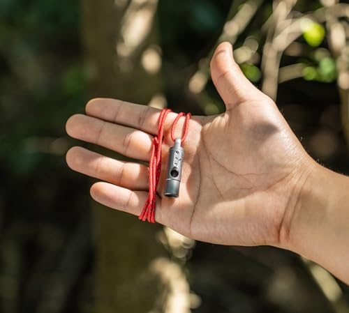 Titanium Whistle Emergency Survival Safety Whistles with Lanyard Loud for Outdoor Camping Hiking Coaches Training Sports Keychain Whistle (1 PCS - Ti9016)