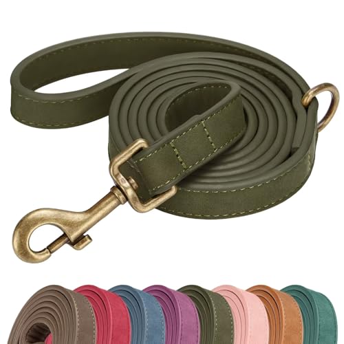 PU Leather Dog Leash for Small Dogs (Dark Green / 5/8''x 5FT)