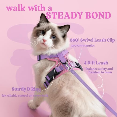 Cat Harness and Leash Set (Xs / Pink & Light Purple)