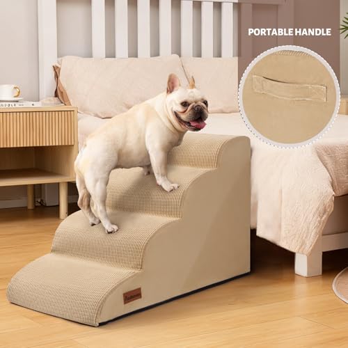 Dog Steps for Bed or Couch (Khaki / Standard 4-Step 17.4"H)