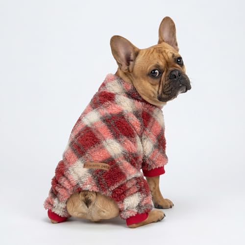 Collared Neck Plaid Dog Pajamas (Medium / Red-White)