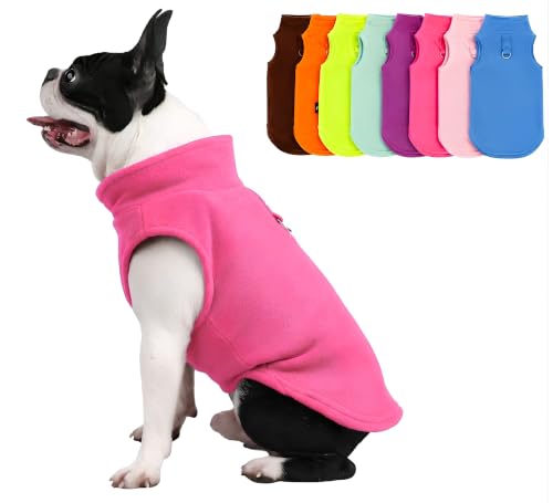 Dog Fleece Vest Sweater with Leash Ring (M (6-10lbs) / Pink)