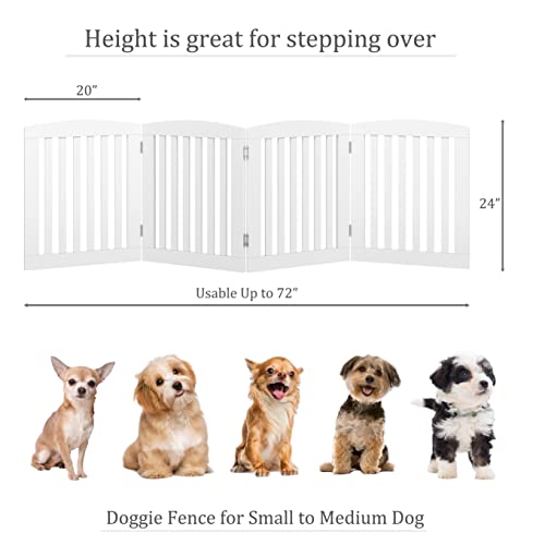 Wooden Freestanding Foldable Pet Gate for Dog (White / 24" Height-4 Panel)