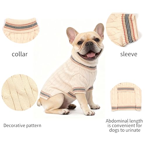 Small Medium Dog Sweater (Striped White / Large)