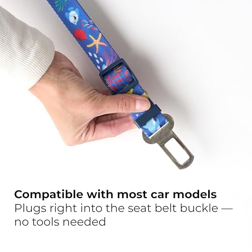 Dog Car Seat Belt (Navy (Ocean Tale))