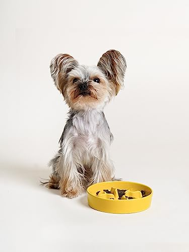Ceramic Slow Feeder Dog Bowls Small Breed (Yellow / S-0.5 Cups)