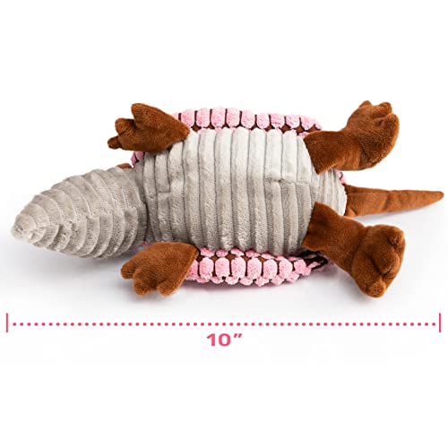 Armadillo Squeaky Puppy Dog Toys for Small Medium Dogs (8 IN / Pink)
