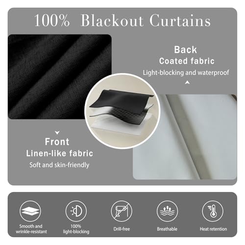 100% Blackout Self Adhesive Blackout Curtains (45"W x 60"L (Pack of 1) / Black)