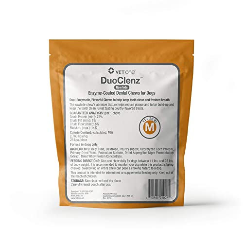 VetOne DuoClenz Rawhide Dental Hygenic Chews for Medium (Medium Dogs)