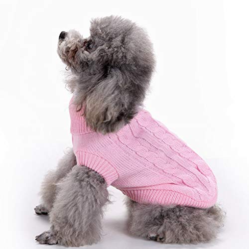 Dog Sweater Soft Warm Turtleneck Knitted Clothes for Small Medium Large Pet (Pink / X-Large)