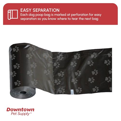 Poop Bags for Dogs with Dispenser (180 Count (Pack of 1) / Black with Paw Prints)
