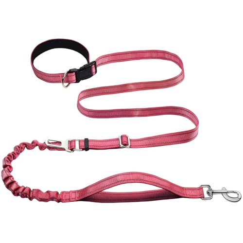 Bungee Dog Leash (Pink / 4.6-7.3FT)