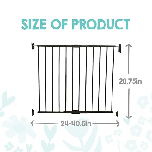 Safety 24" 40.5" Extra Wide Baby Gate for Top of Stairs & Dooways (Black / 24-40.5"W x 28.75"H)