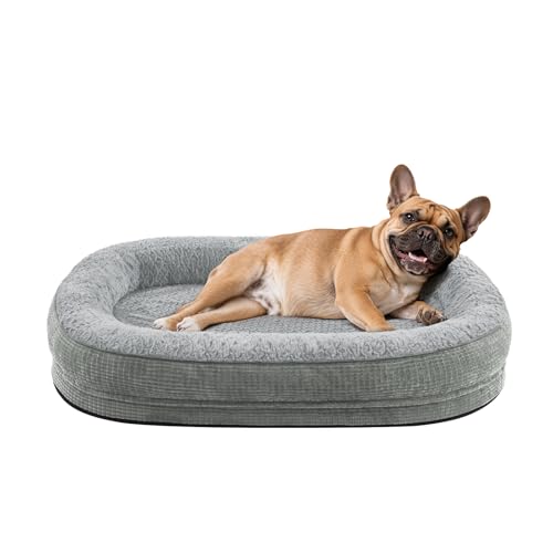 Orthopedic Dog Bed for Medium Dogs (Light Grey / 28"l X 23"w X 6.5"th)