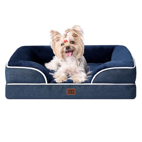 Orthopedic Small Dog Bed (Navy / 24.0"l X 18.0"w X 6.0"th)