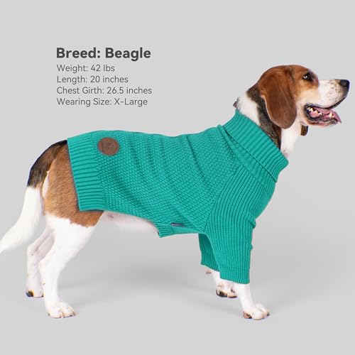Dog Sweater Long Sleeve Warm Knit Sweaters for Large Dogs Boy Girl (Aqua Green / XXX-Large)