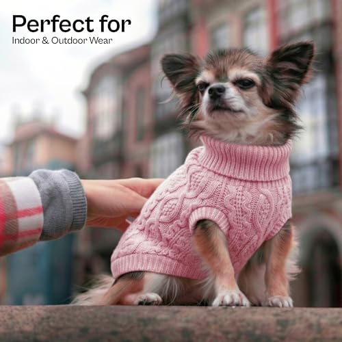 Dog Sweaters Pull Over (Medium / Cable Knit Pink)
