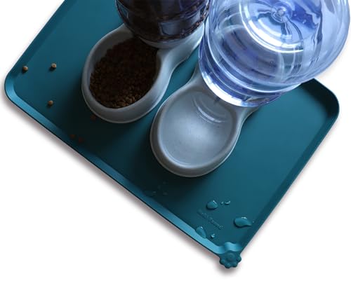 Large Silicone Pet Food Mats Tray (24" x 16" / Sicilian Ocean)
