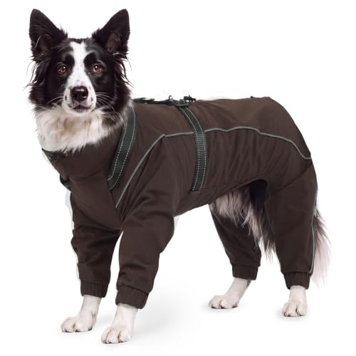 Dog Raincoat Hooded Full Body Coverage (Brown / Large(Chest:24.41"))