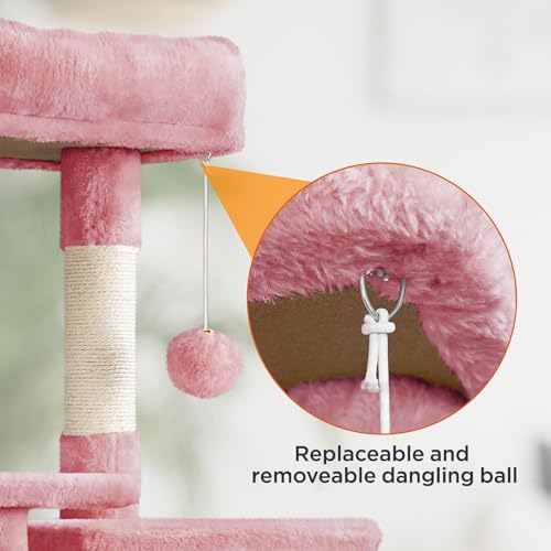 63in Sturdy Large Cat Tree for Indoor Heavy Cats (Pink / 63in)