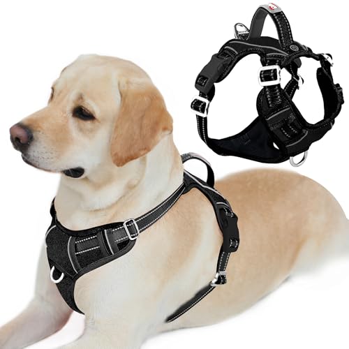 No Pull Dog Harness for Large Dogs (Large(Chest:24.5-32.5") / Black-Oxford)