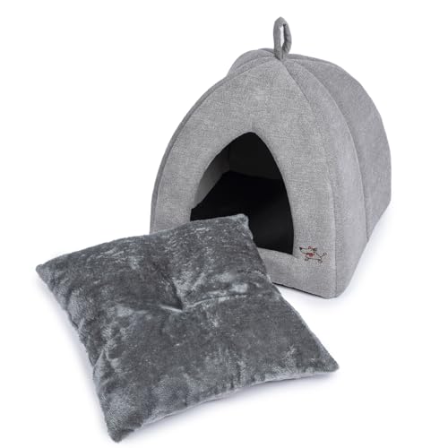 Cat Bed for Indoor Cat (Gray (Tent) / 16" x 16" x H:16")