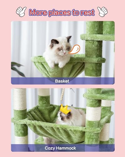 Cat Tree 74" Tower for Large Cats (74 inch / Green)