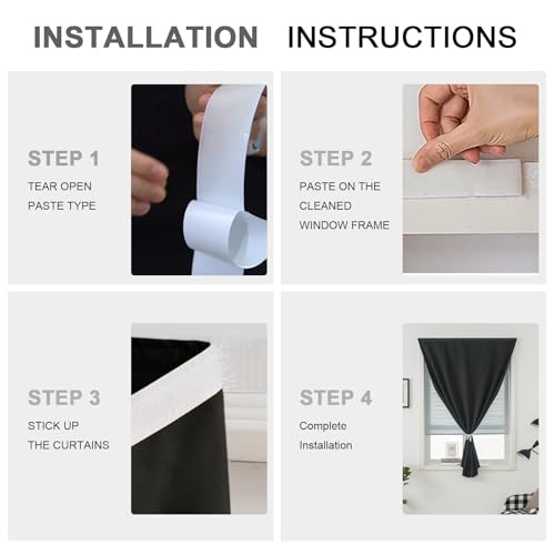 Magic Tape Blackout Curtains (47"W x 84"L (Pack of 1) / Black)