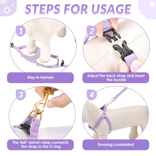 No Pull Dog Harness with Leash for Small Medium Dogs (X-Small(6-11lb) / Solid Purple)