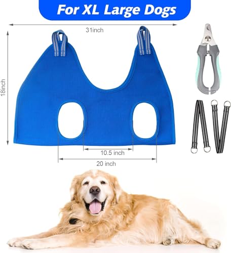 Pet Grooming Hammock (XL for X-Large Dogs 80LB / Blue)