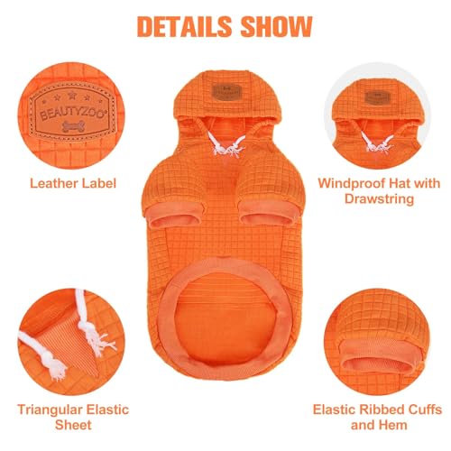 Dog Hoodies Sweater for Small Dogs (Orange / S (Back: 12",Chest: 16", Neck: 10"))