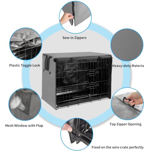 Dog Crate Cover 36 Inch Waterproof 600D Oxford with 1 (36.0"L x 23.0"W x 25.0"H / Gray Cover(only Cover))