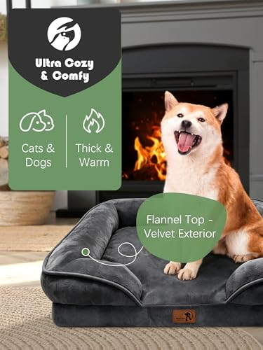 Orthopedic Dog Bed with Sides (28.0"L x 23.0"W x 6.5"Th / Dark Grey)