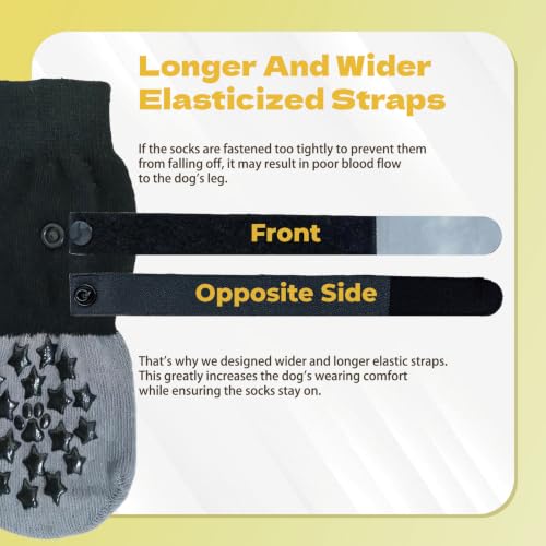 Reflective Dog Socks Grippy Socks Prevent Licking Paws (Classic Grey / Large)