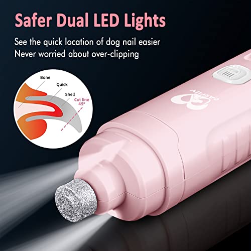 Dog Nail Grinder with 2 LED Light for Large Medium Small Dogs (Pink)