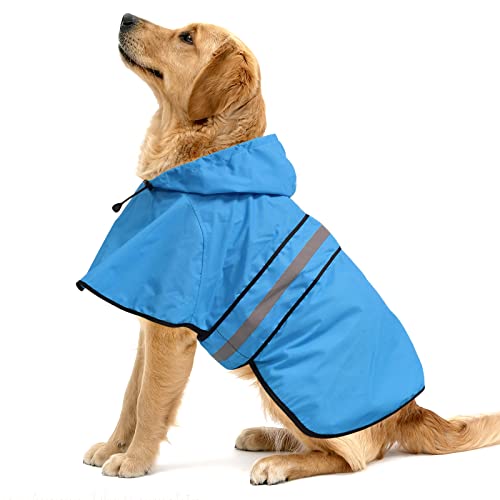 Waterproof Hooded Dog Raincoat (Blue / Large)
