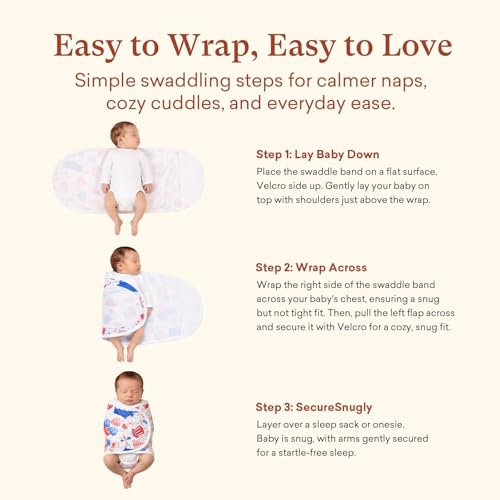 Adjustable Swaddle Wrap for Newborn (Playful Patriotic / Small)