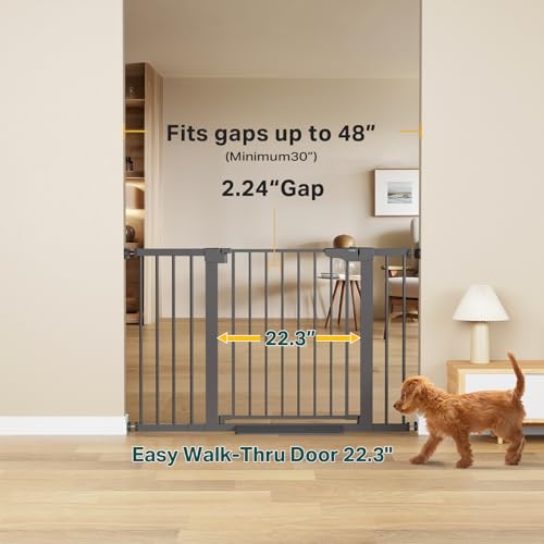 30 48 in Baby Gate for Stairs (Cool Gray / 30-48"W x 30.5"H)