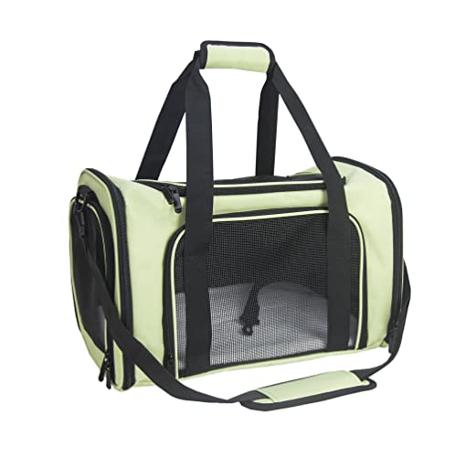 Soft Sided Carrier for Small Medium Cats Dogs (17.0"L x 11.0"W x 11.0"H / Green)