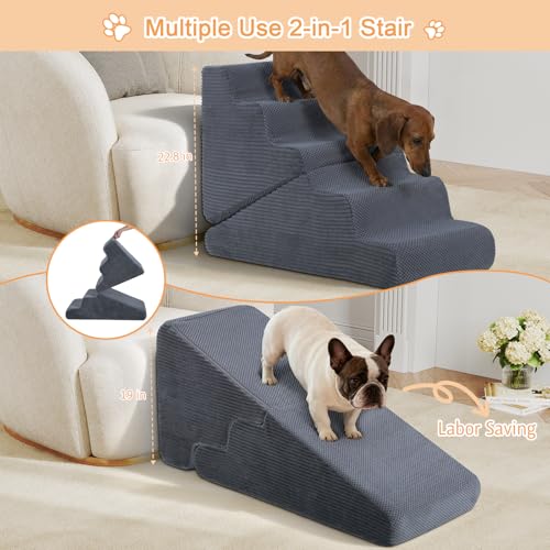 Dog Ramp for Bed (Grey / Standard 5 Step)