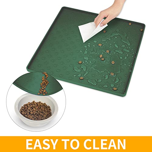 Pet Placemat for Dog and Cat (11.8"L x 11.8"W / Hunter Green)