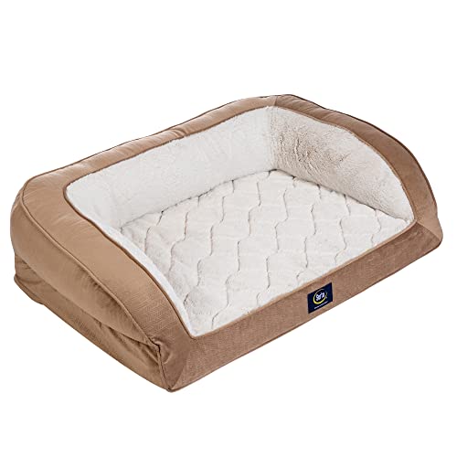 Orthopedic Quilted Couch Dog Bed for Pets (38.0"L x 27.0"W x 10.0"Th / Desert Sand)