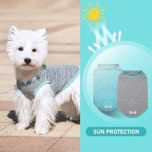2Pack Dog Shirt for Small Dogs Sun Protection Tank Top for Summer (Medium (7-13lbs) / 1# 2Pack (Grey+Blue))
