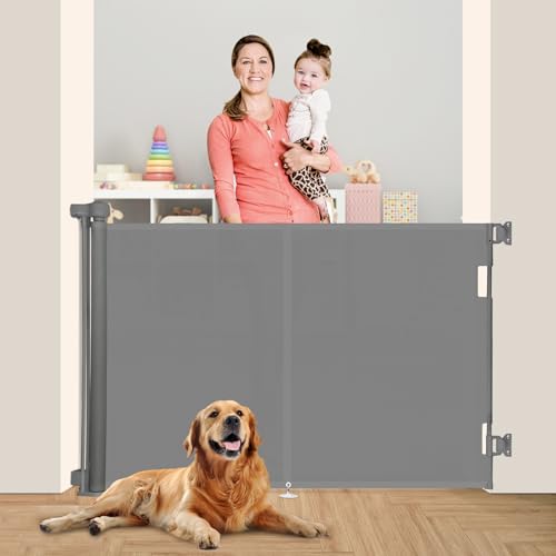59 inch Reinforced Retractable Baby Gates 42 inch Tall (Gray / 42" Tall x 59" Wide)