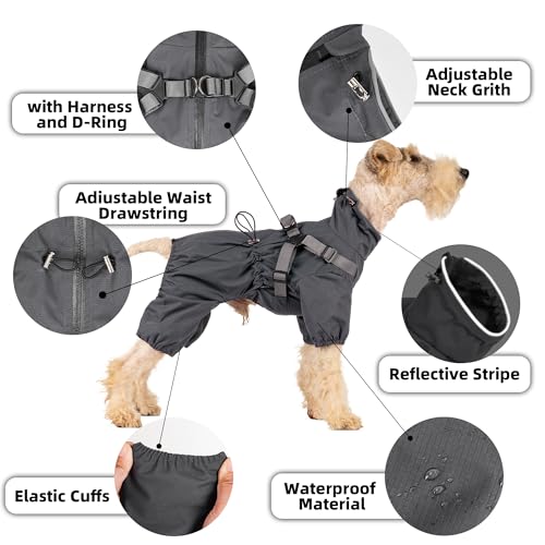 Waterproof Dog Raincoat (XXS Back Length 9.8" / Red)