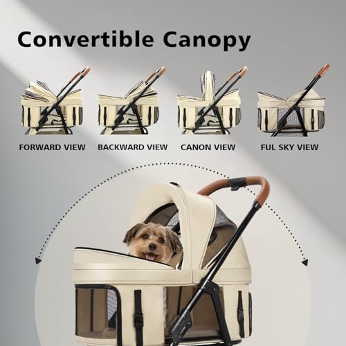 4 Wheels Pet Stroller for Small (Khaki)