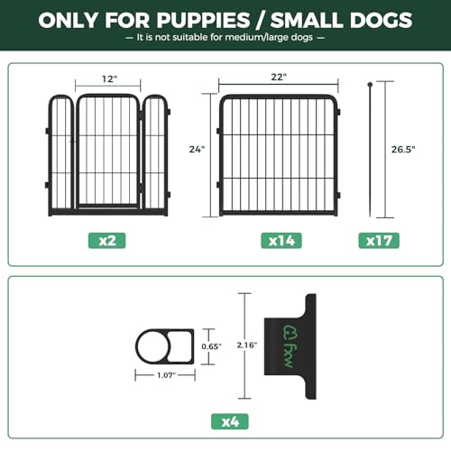 Rollick Dog Playpen with Fence (Black / 24"H)