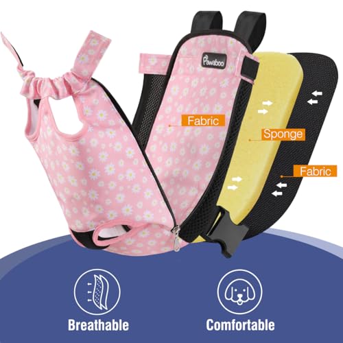 Pet Front Carrier Backpack for Small Medium Dogs (A-Black + Pink Daisy / Medium (Pack of 1))