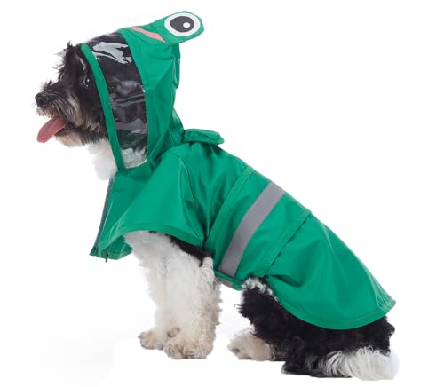 Dog Raincoat Hooded Reflective Waterproof Slicker Poncho (Frog / XS(1-2 pound))